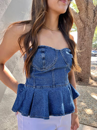 give it a go peplum denim top
