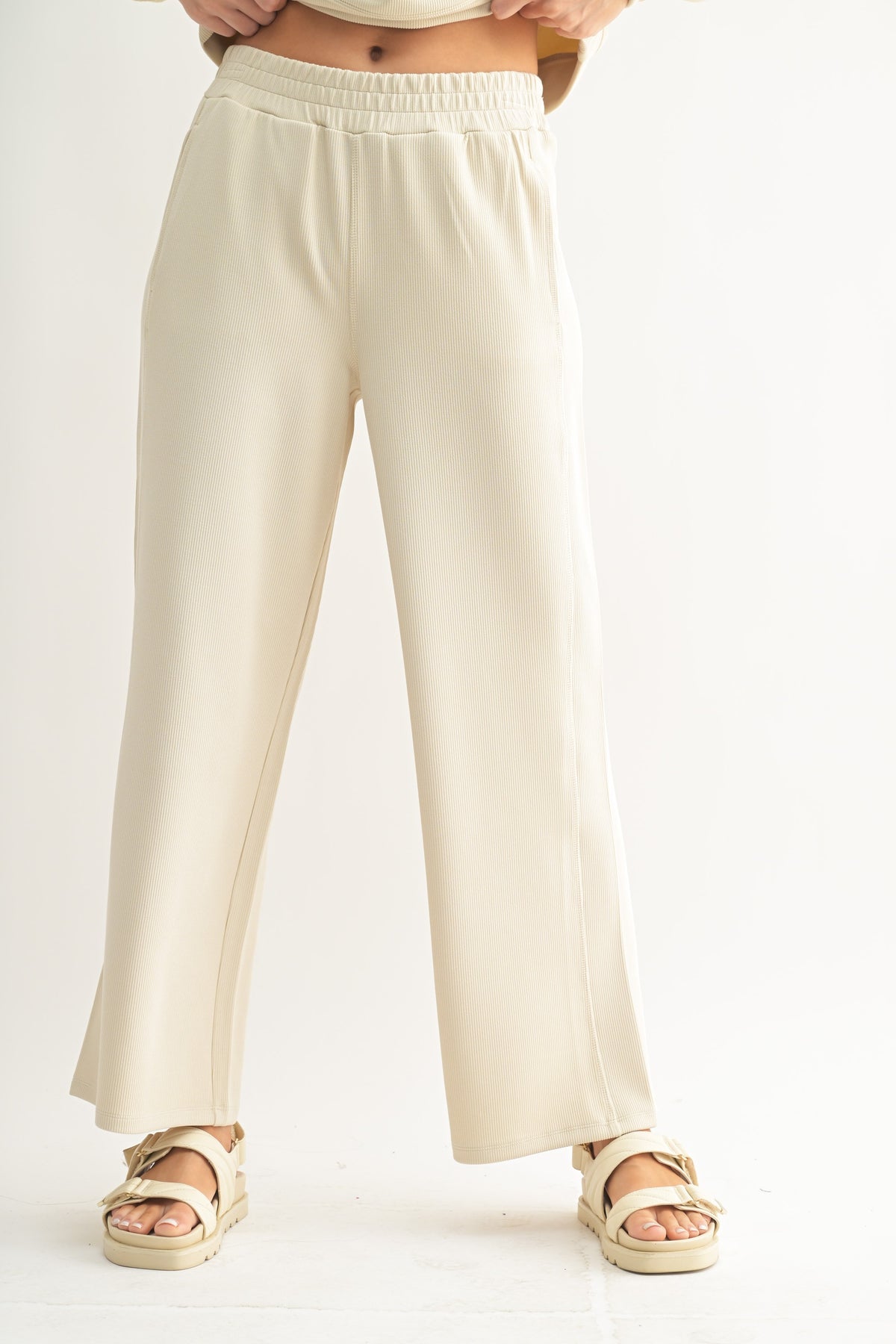 say it ain't so luxe ribbed wide-leg pants
