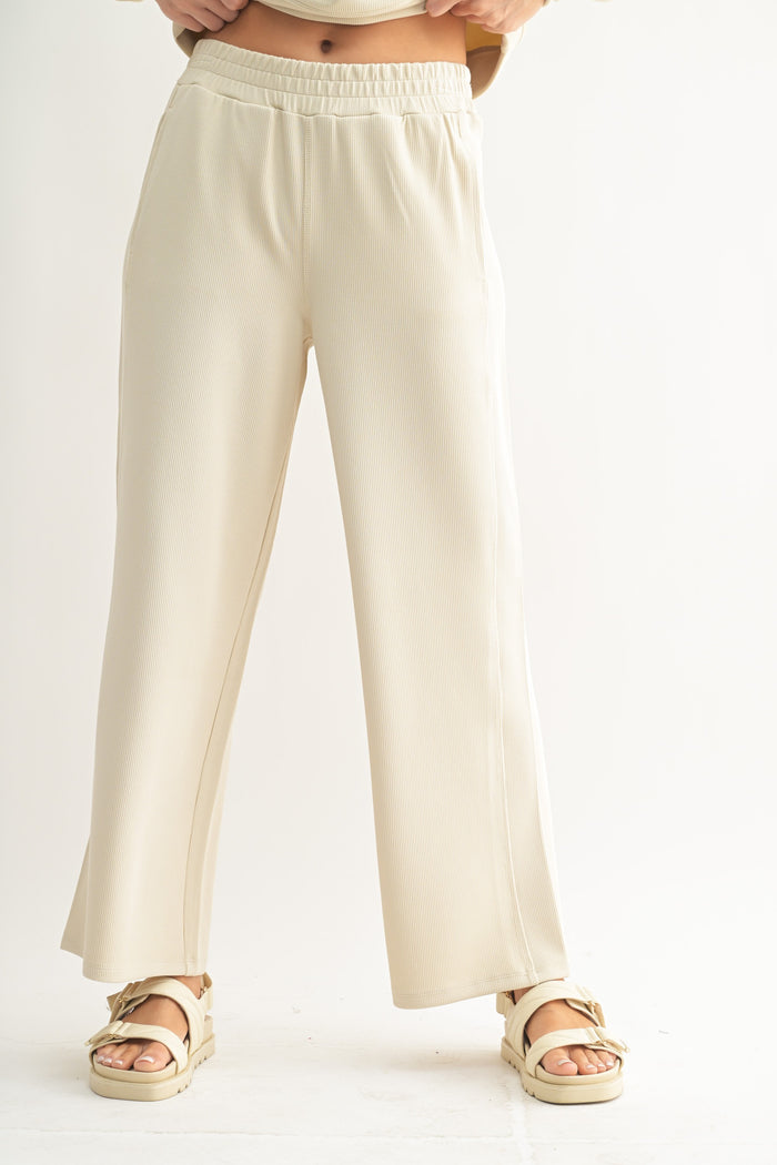 say it ain't so luxe ribbed wide-leg pants