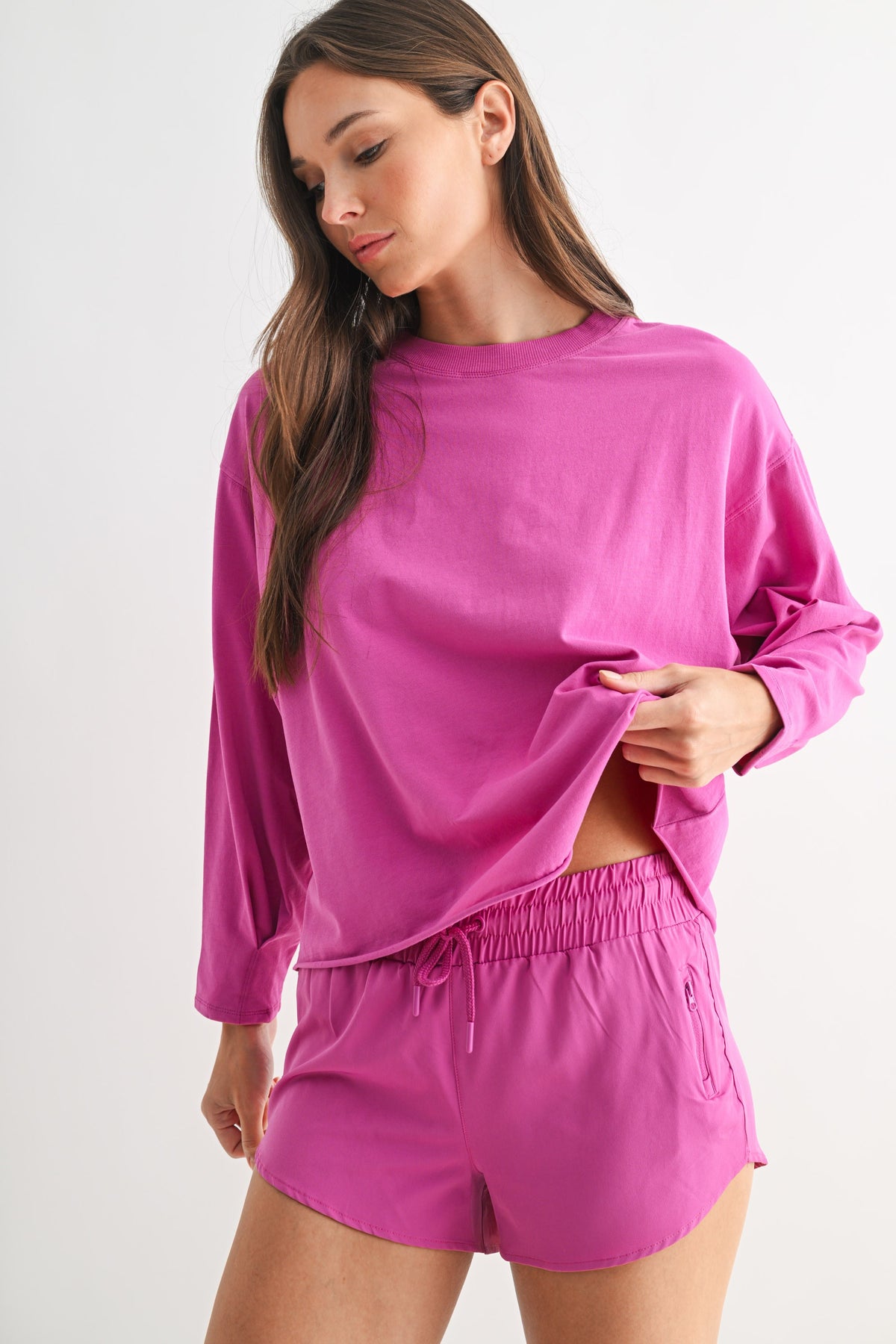 pima cotton mineral luxe cropped longsleeve