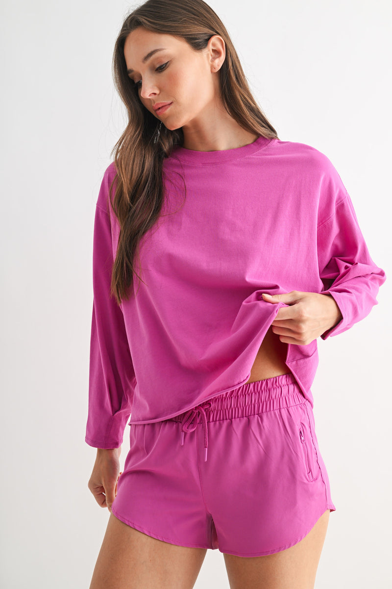 pima cotton mineral luxe cropped longsleeve