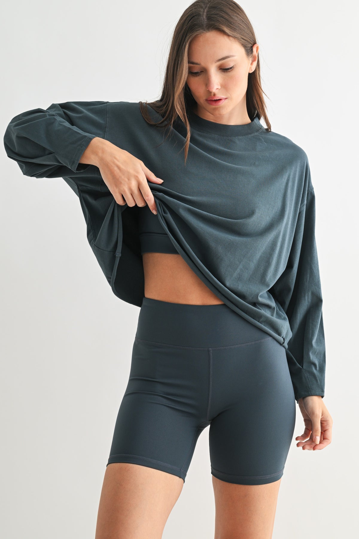 pima cotton mineral luxe cropped longsleeve