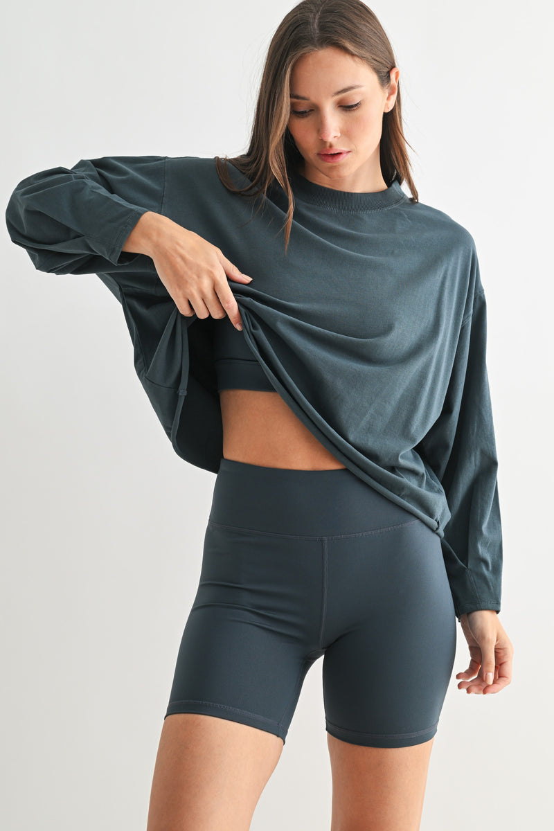 pima cotton mineral luxe cropped longsleeve