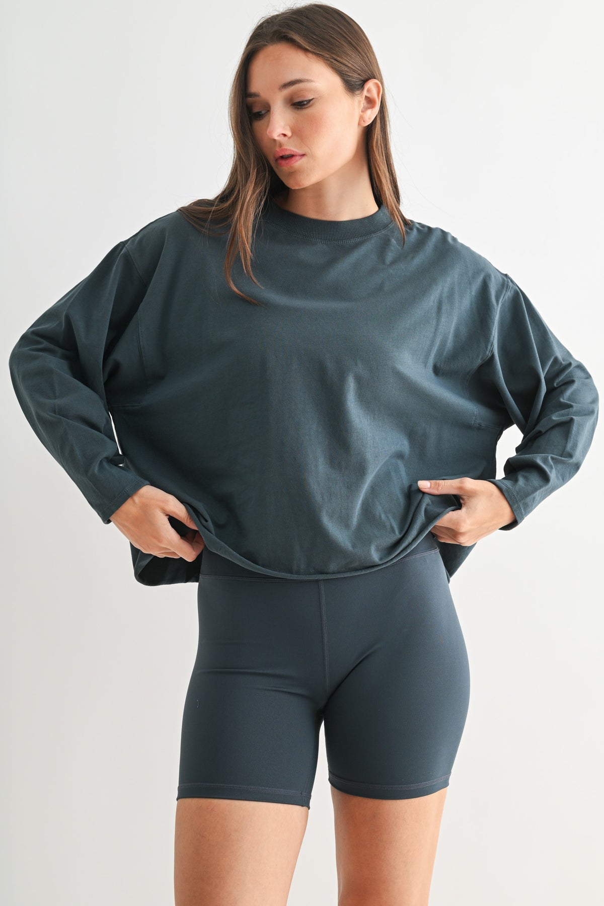 pima cotton mineral luxe cropped longsleeve