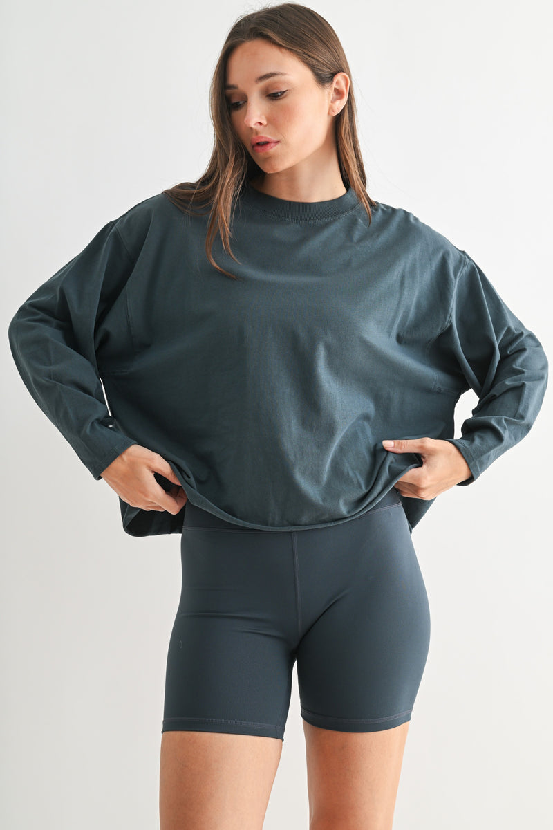 pima cotton mineral luxe cropped longsleeve