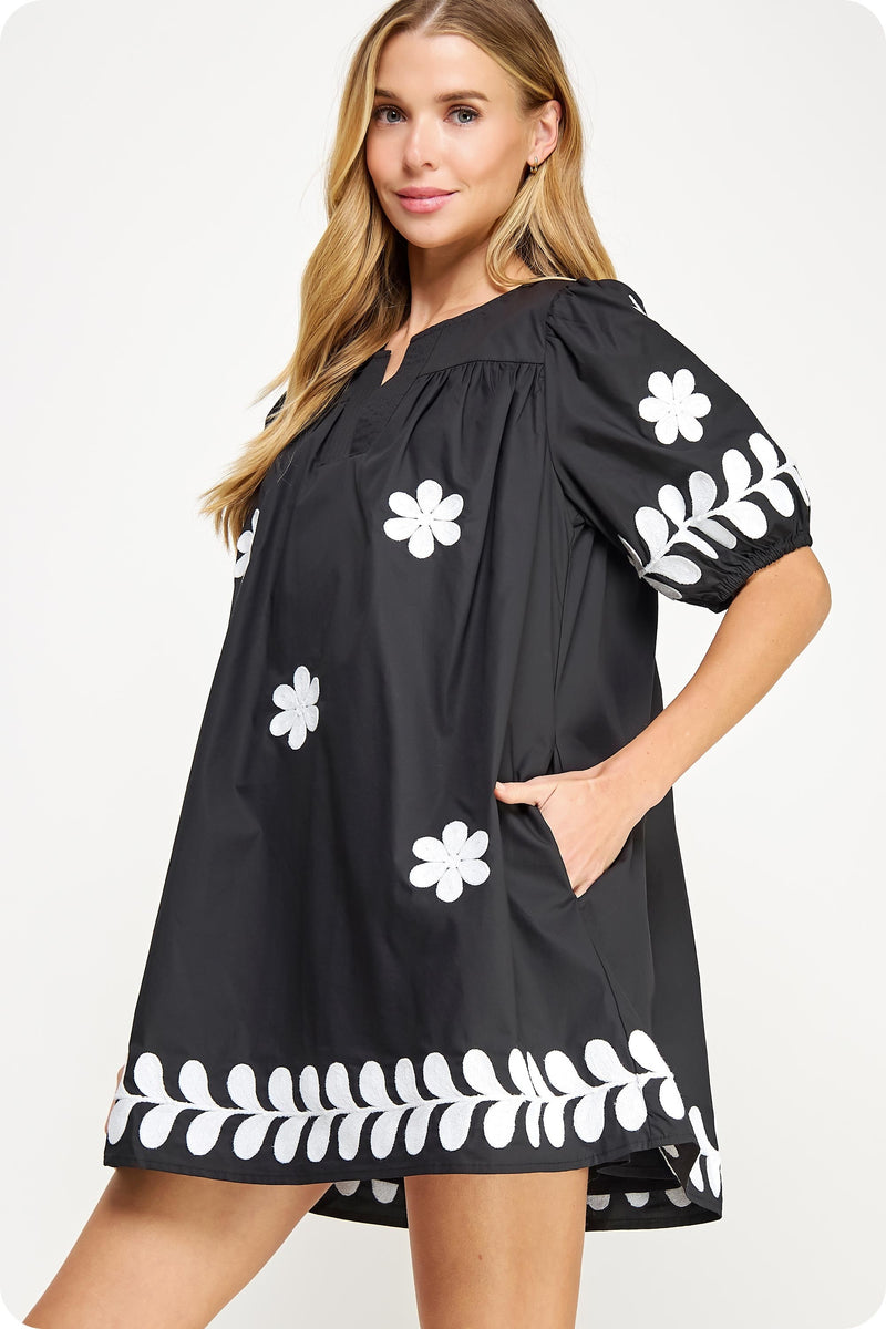 it's my day embroidered mini dress