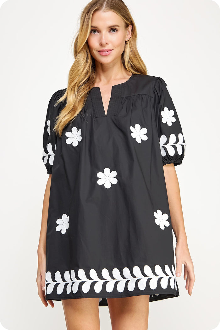 it's my day embroidered mini dress