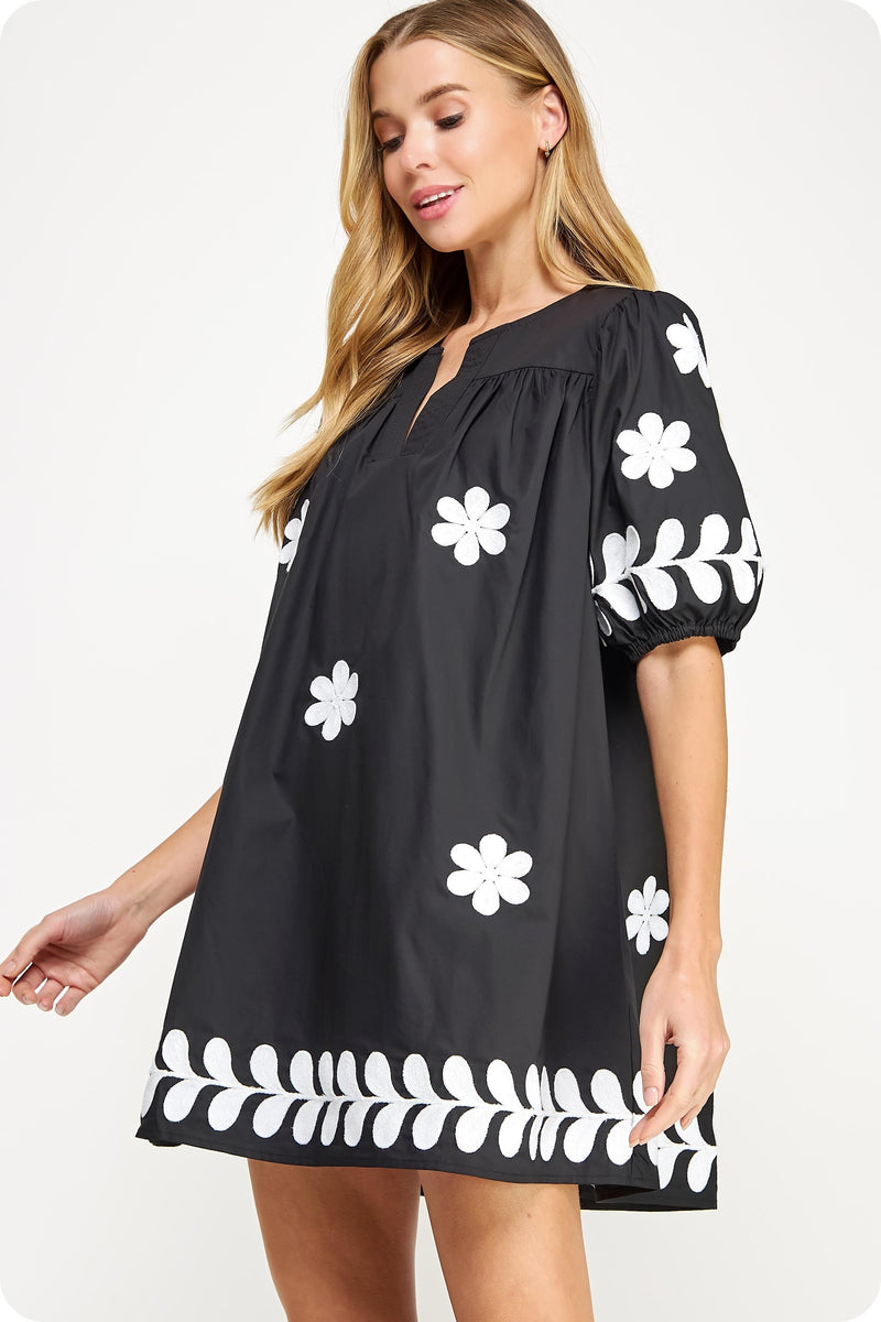 it's my day embroidered mini dress