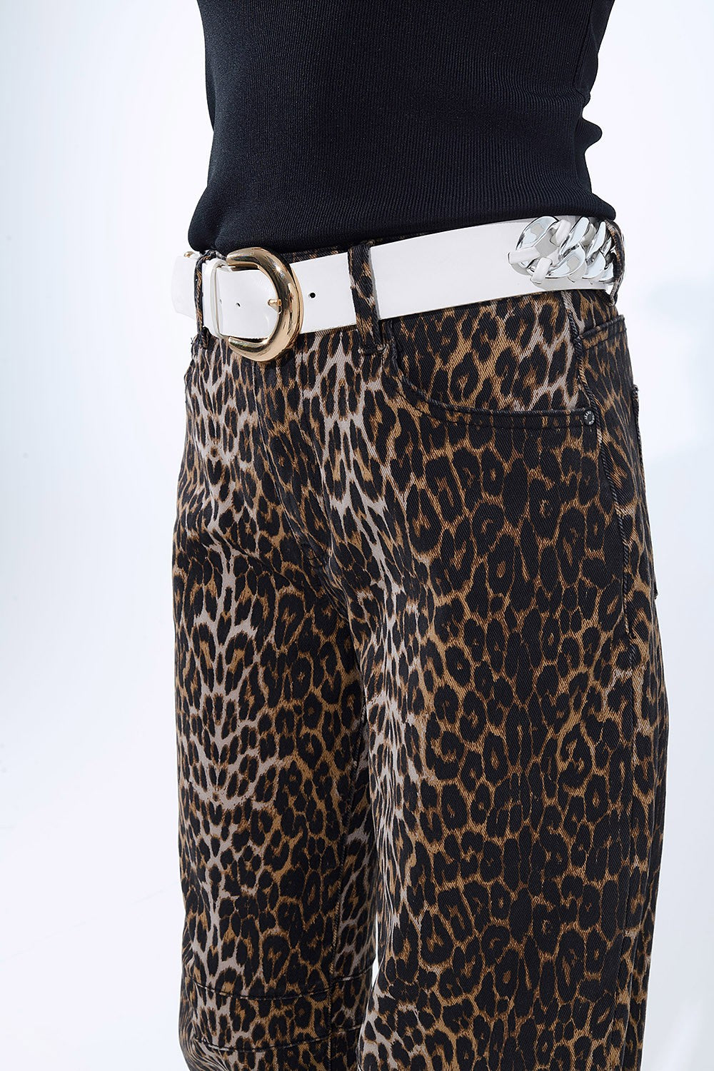 on the prowl leopard barrel denim