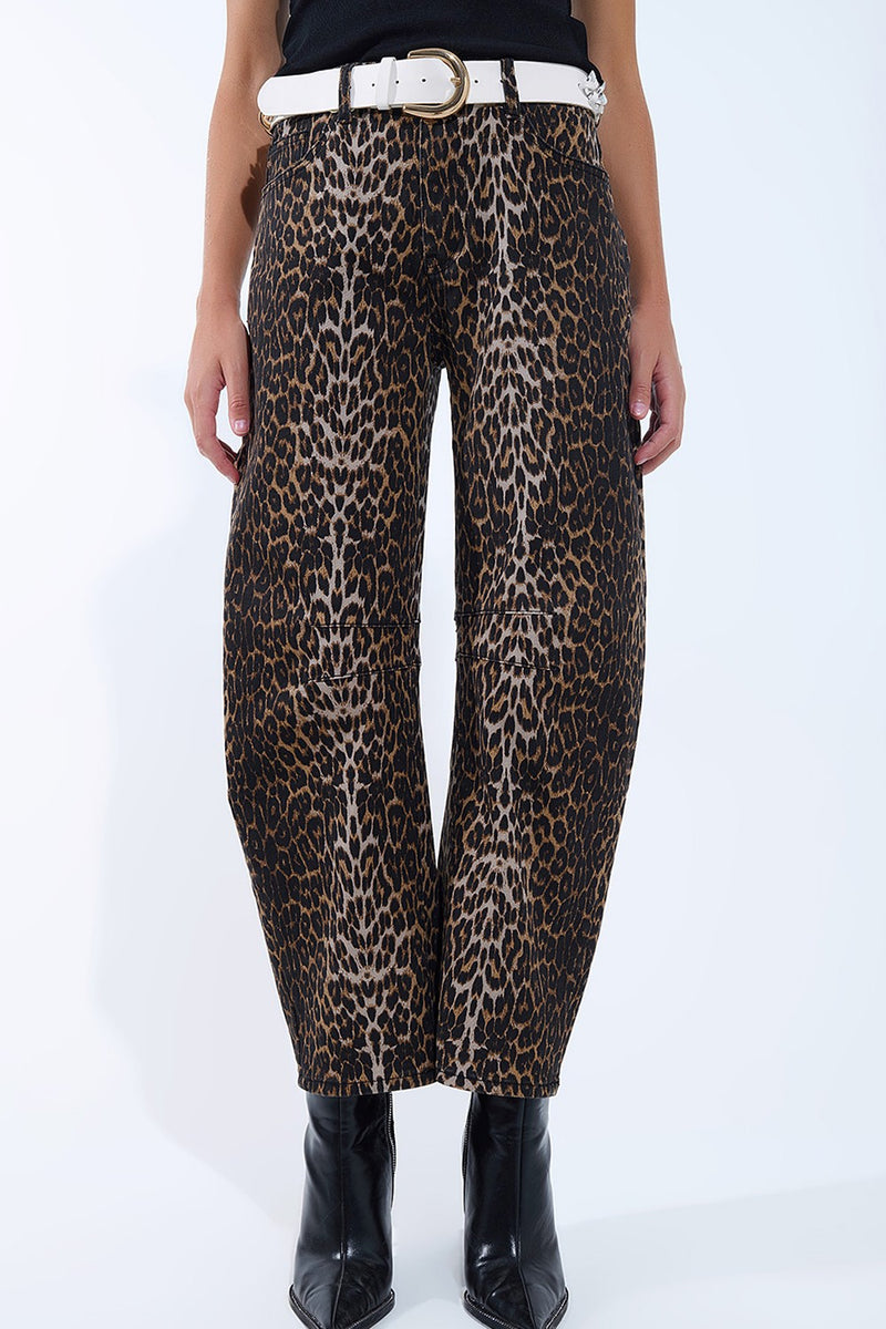 on the prowl leopard barrel denim