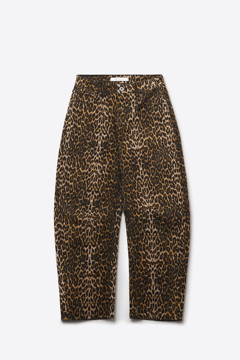 on the prowl leopard barrel denim