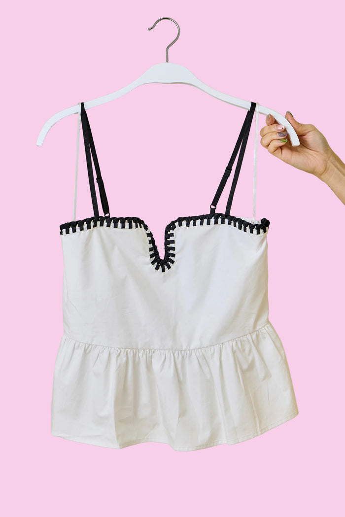 brooklyn contrast stitching peplum tank