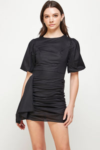 mia rouched puff sleeve dress