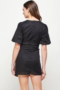 mia rouched puff sleeve dress