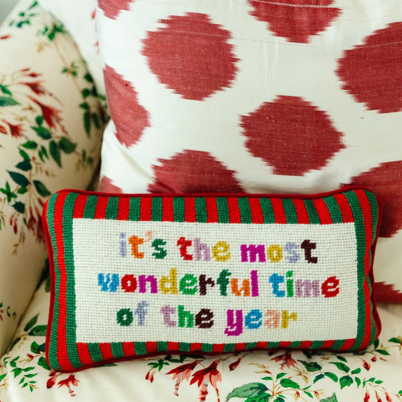 most wonderful time of the year needlepoint pillow