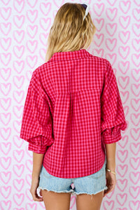 greer 3/4 length button-up top