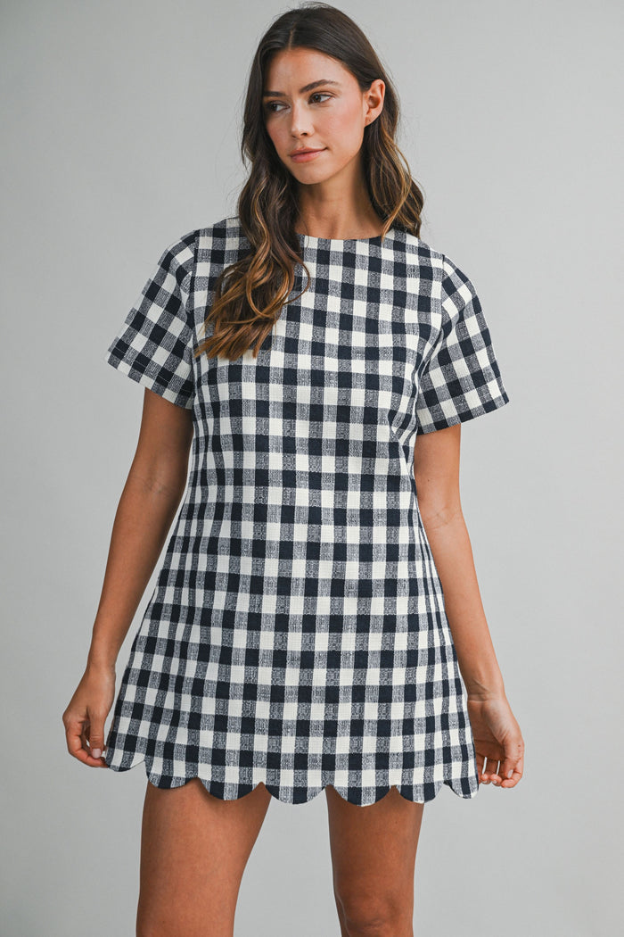 sadie plaid scalloped dress