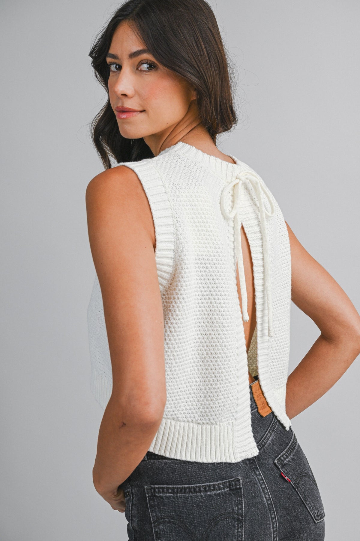 little lady knitted backless tank