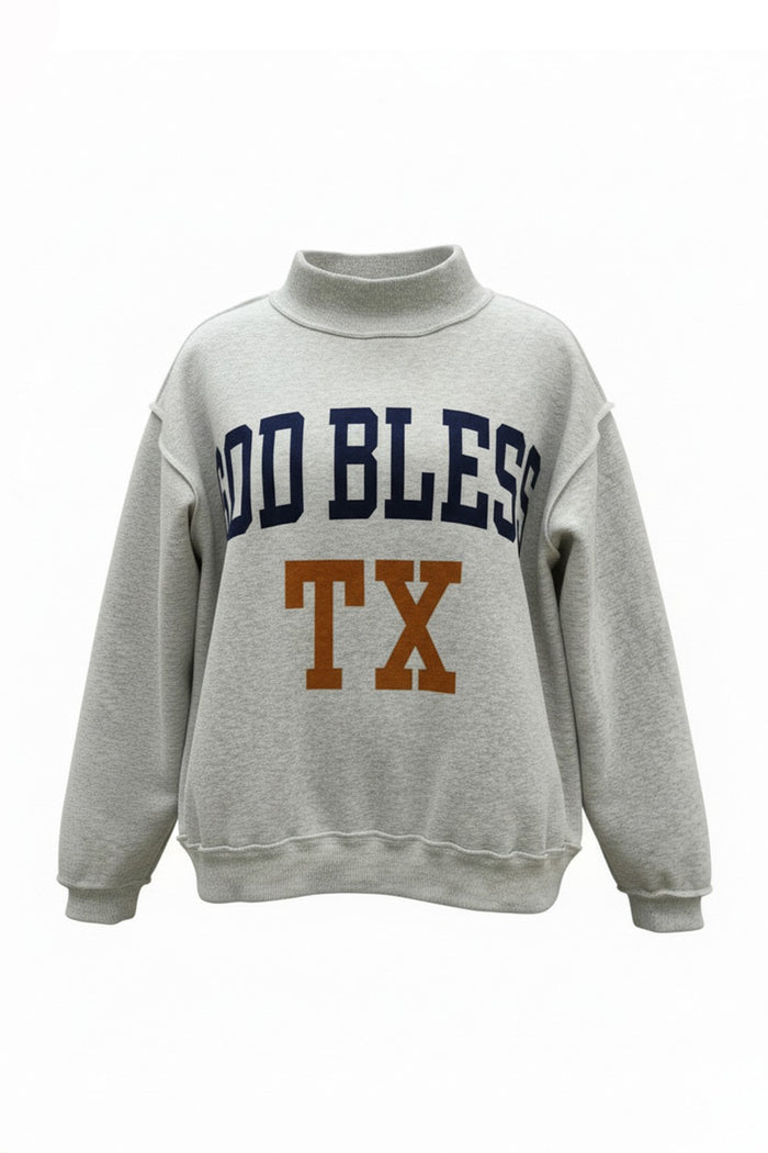 god bless mock neck sweatshirt