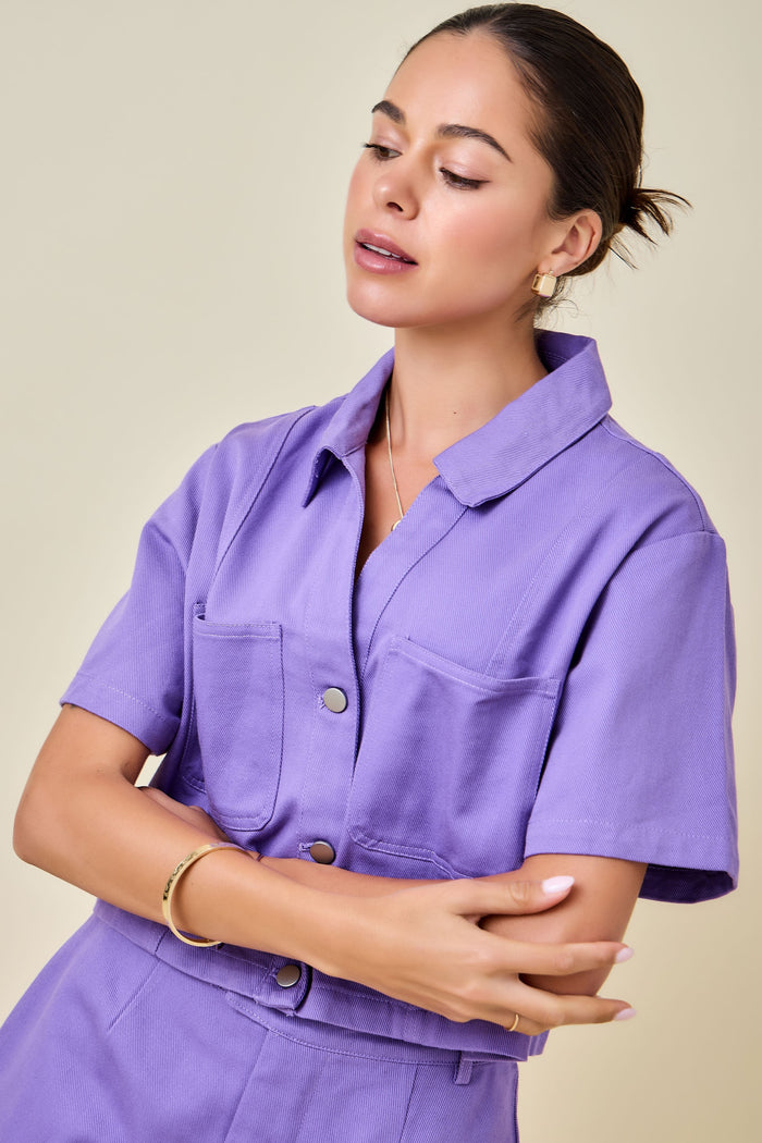 maren cropped denim top