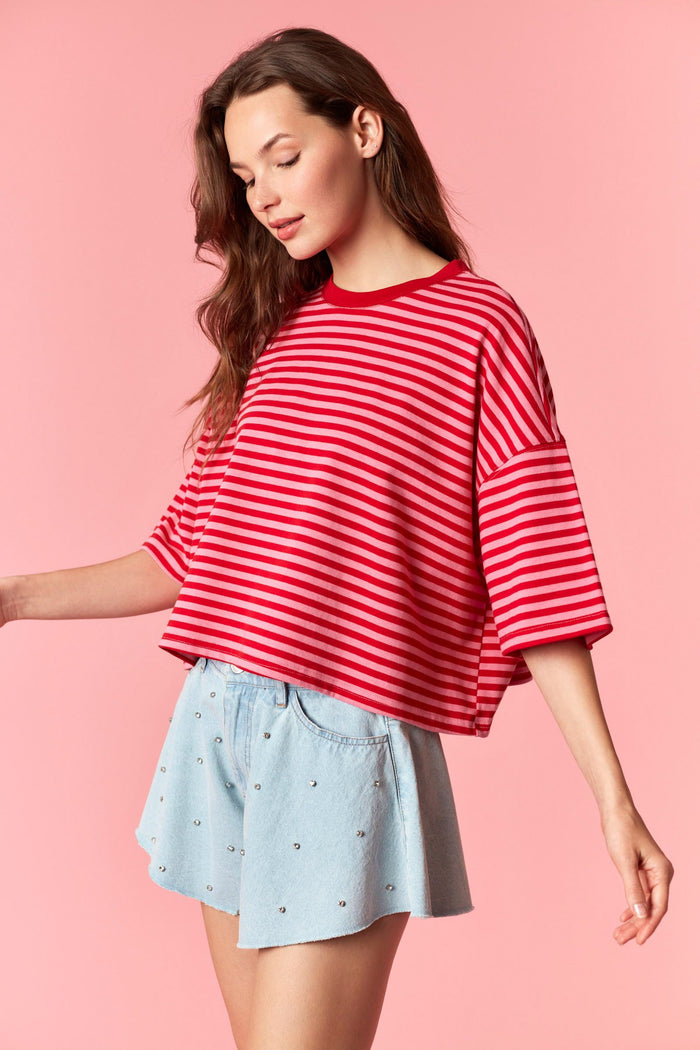 marley striped cropped tee