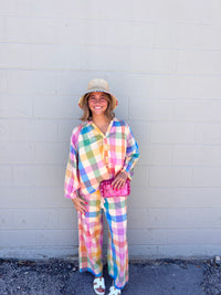 rainbow plaid lucia top