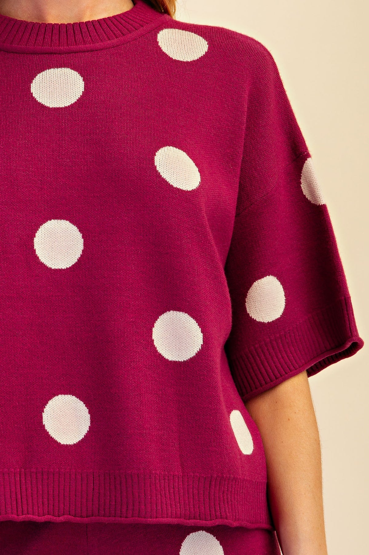 merlot mood polka dot top