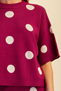 merlot mood polka dot top