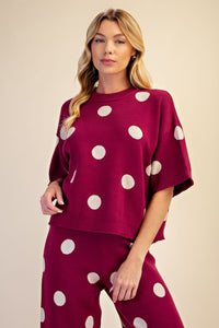 merlot mood polka dot top