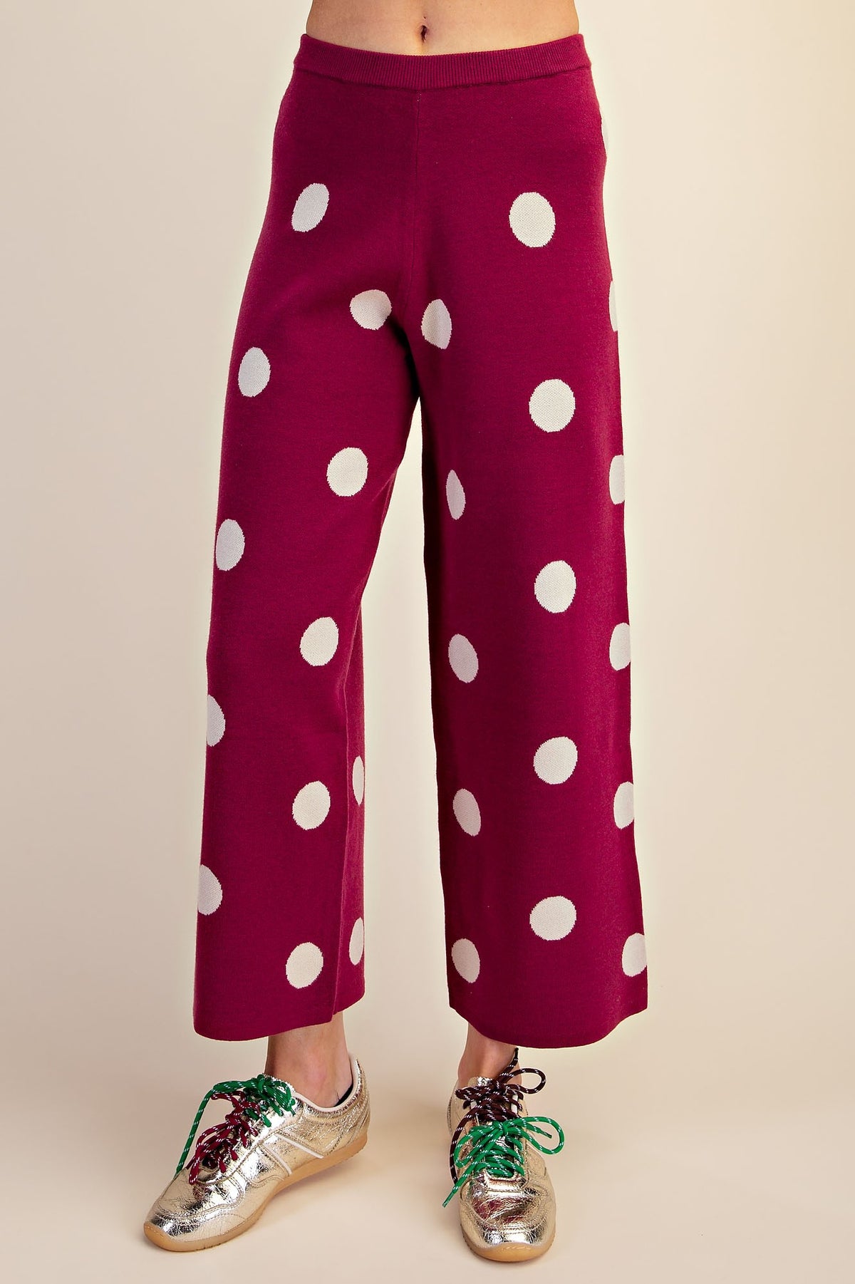 merlot mood polka dot pants