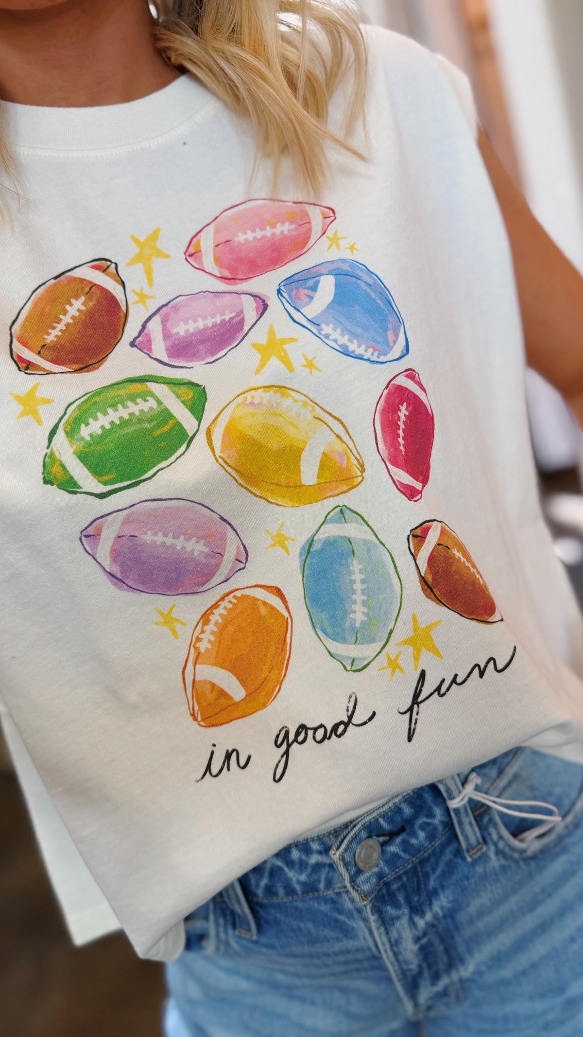 pastel footballs in good fun tank