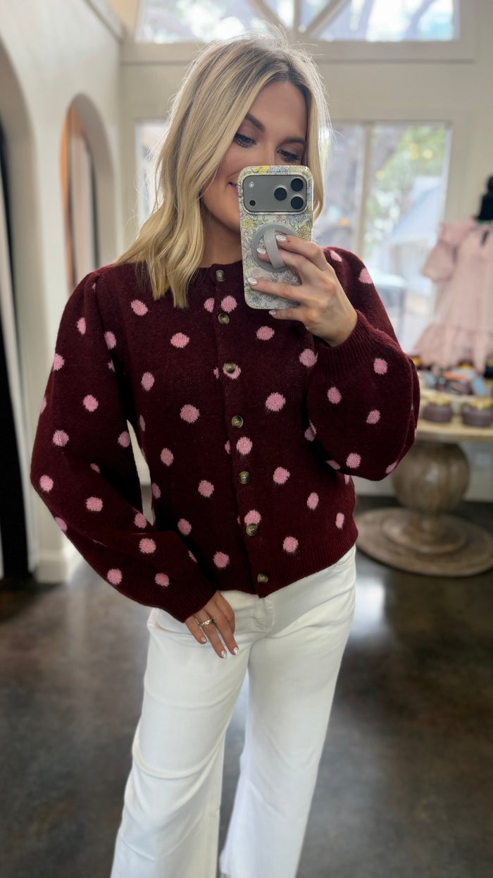 no notes polka dot cardigan