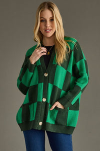 fireside feels checkered cardigan