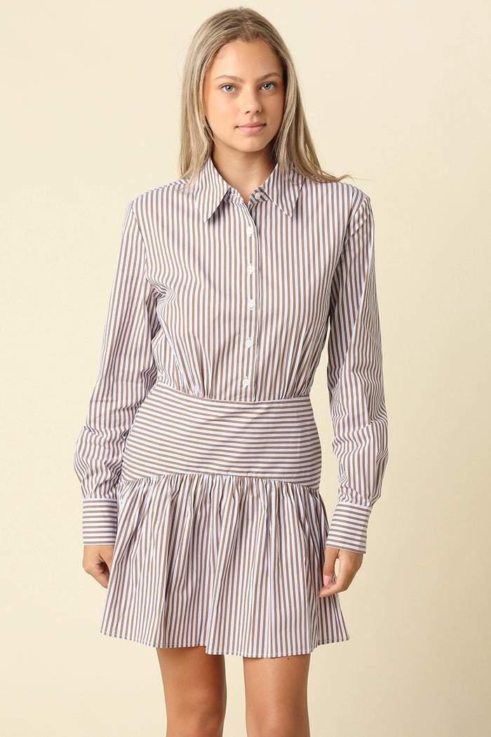 ayra striped drop waist dress