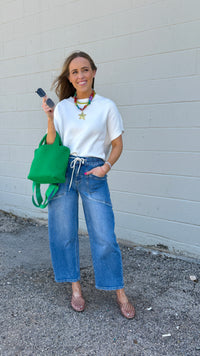 kate drawstring barrel denim