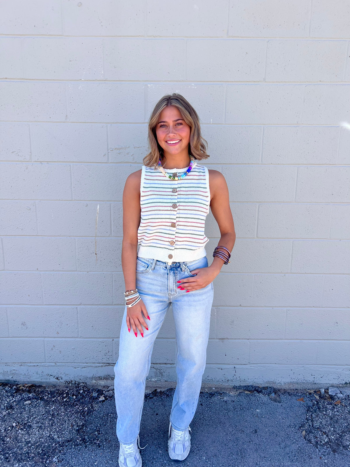 cara striped knit tank