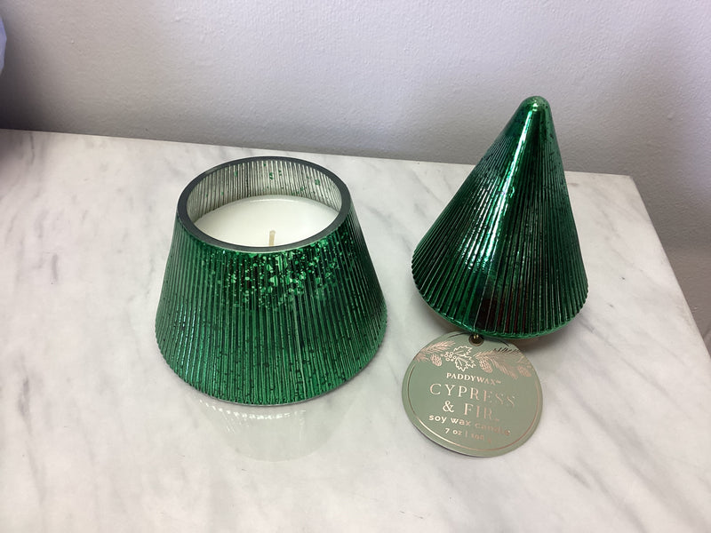 cypress + fir 7oz green ribbed candle