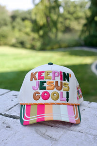 keepin' jesus cool trucker hat