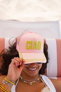 ciao pink canvas trucker hat