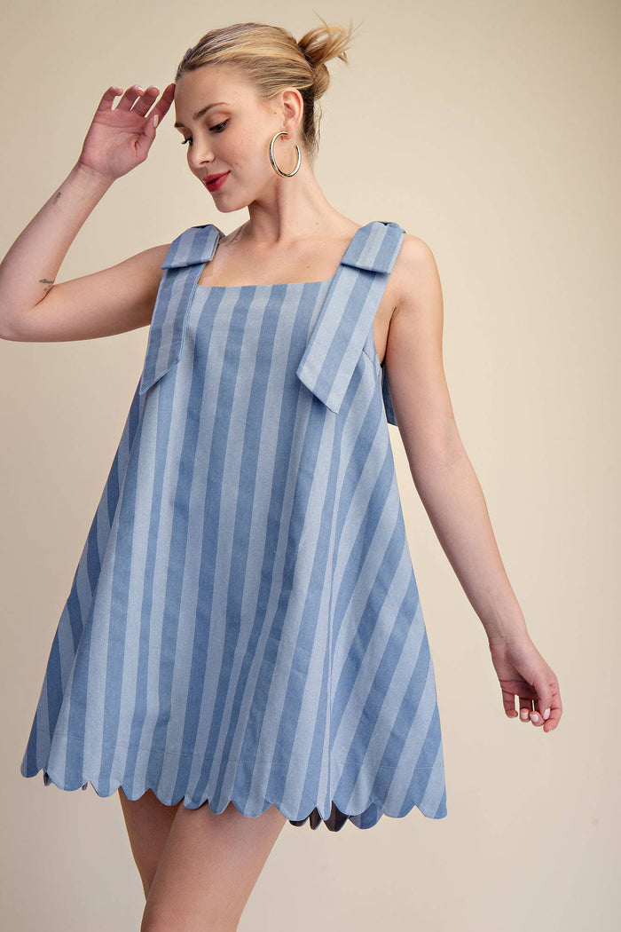 finding my way scallop stripe mini dress