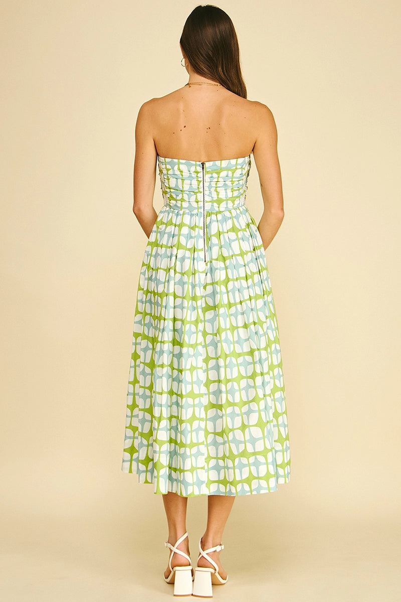 gia strapless midi dress