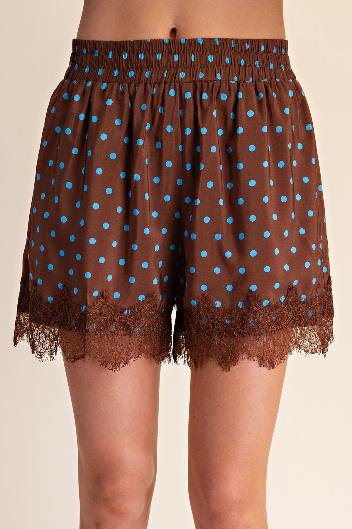 politely decline polka dot lace shorts