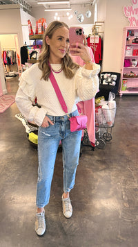 ruffle shoulder knit sweater top | FINAL SALE