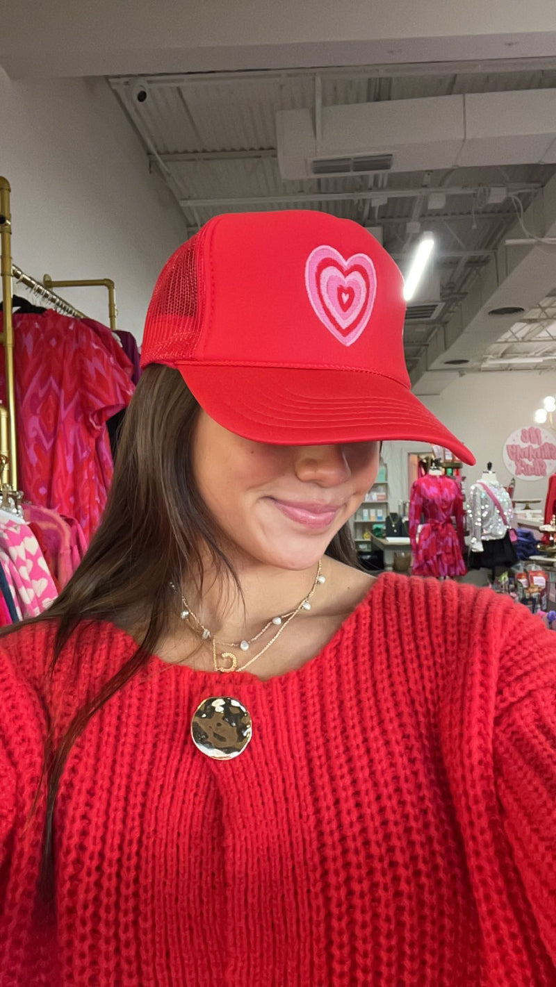 embroidered heart foam trucker hat