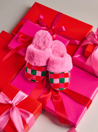 cozied up plush slippers