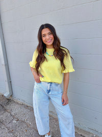 speak up ruffle sleeve knit sweater