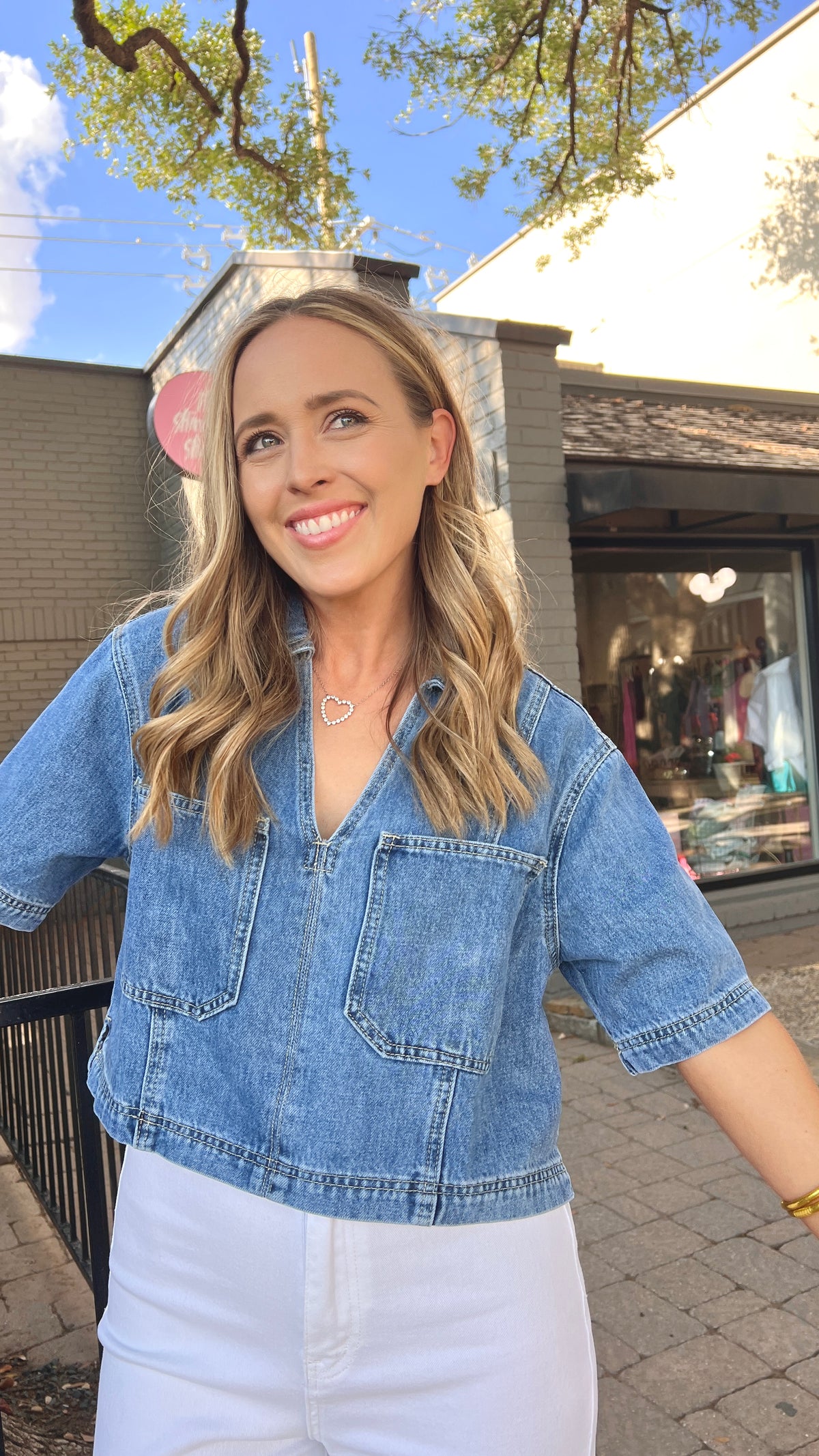 worth the risk cropped denim top