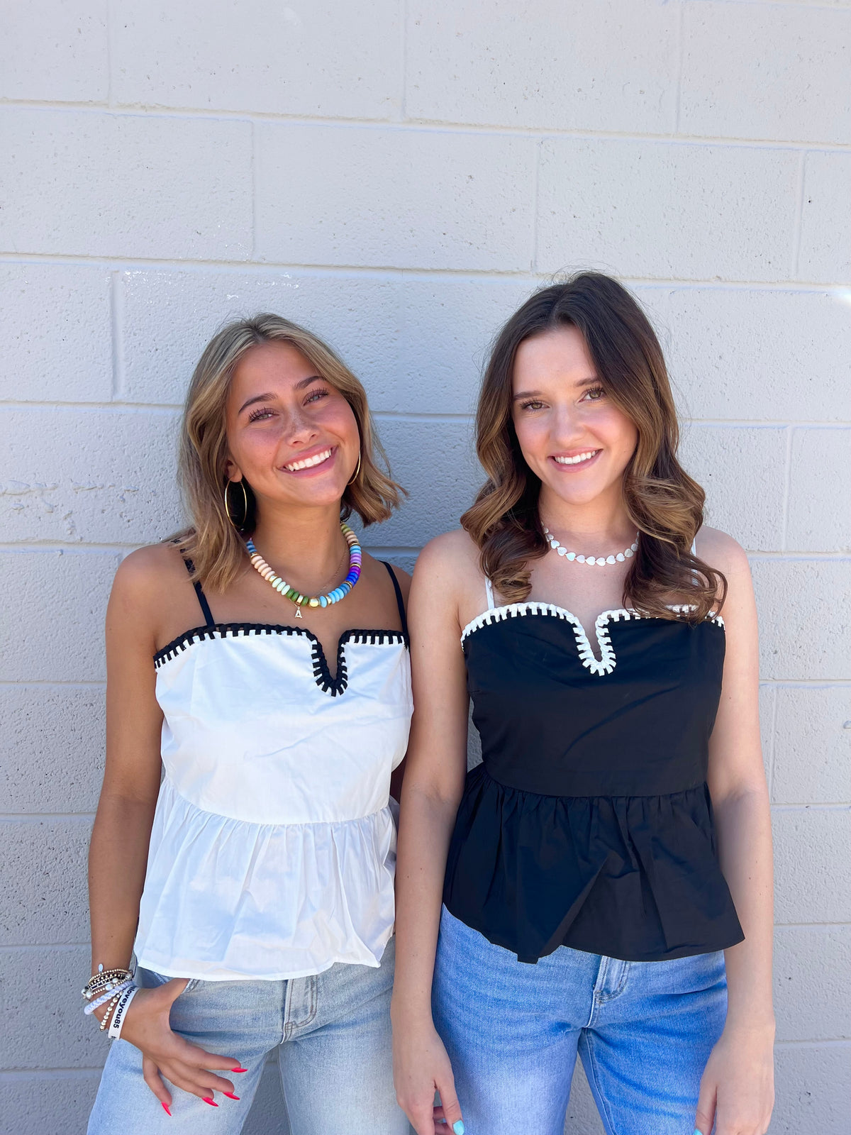 brooklyn contrast stitching peplum tank
