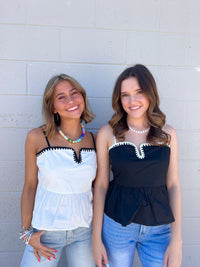 brooklyn contrast stitching peplum tank