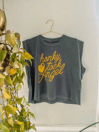 honky tonk angel cropped muscle tee